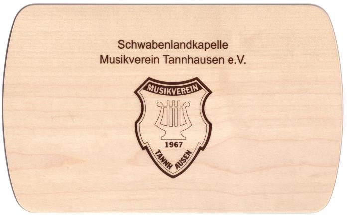 Frhstcksbrett Nr. 10030 mit Logodruck Wappen Musikverein  Gre ca.15 x 24 x 1 cm