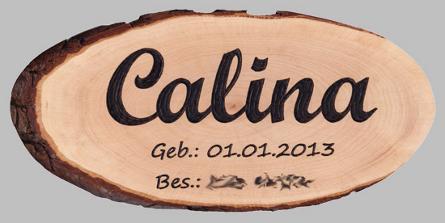Boxenschild, Gravur: Calina