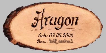 Boxenschild, Gravur: Aragon