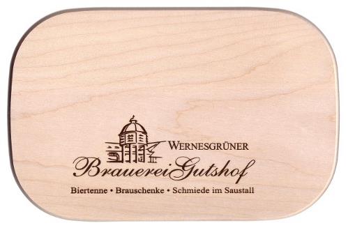 Holzbrettchen Schneidbrett 10210 mit Brandprägung Wernesgrüner Brauerei Gutshof