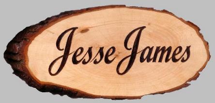 Boxenschild, Gravur: Jesse James