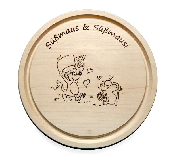 Schneidbrett rund mit Saftrille
Motiv und Text nach Wunsch