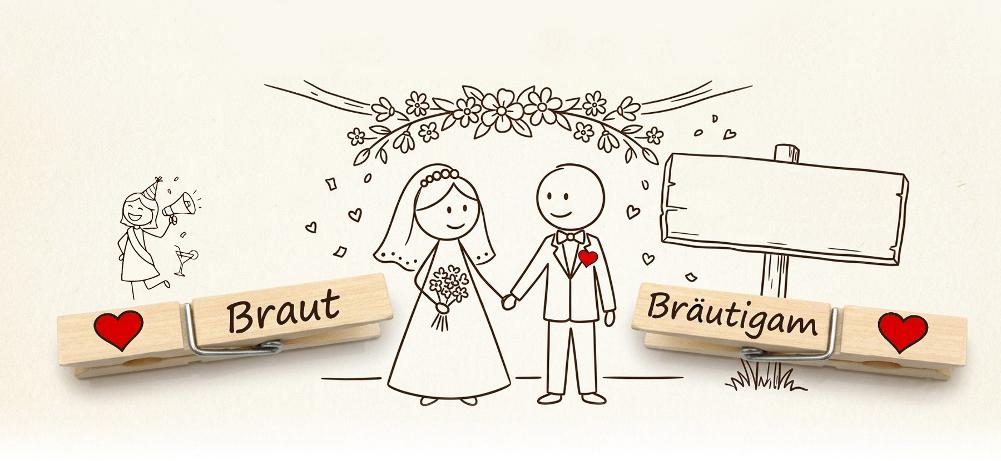 Wiesnglupperl oder Wäscheklammer mit Namen für Hochzeit und JGA